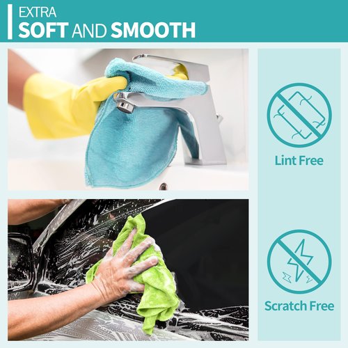 HOMERHYME Microfiber Cleaning Cloth, 100 Pack Cleaning Rags, 12" x 12" Shop Towels, Lint Free Reusable All Purpose Microfiber Towels for Cars Kitchen House Office Automotive