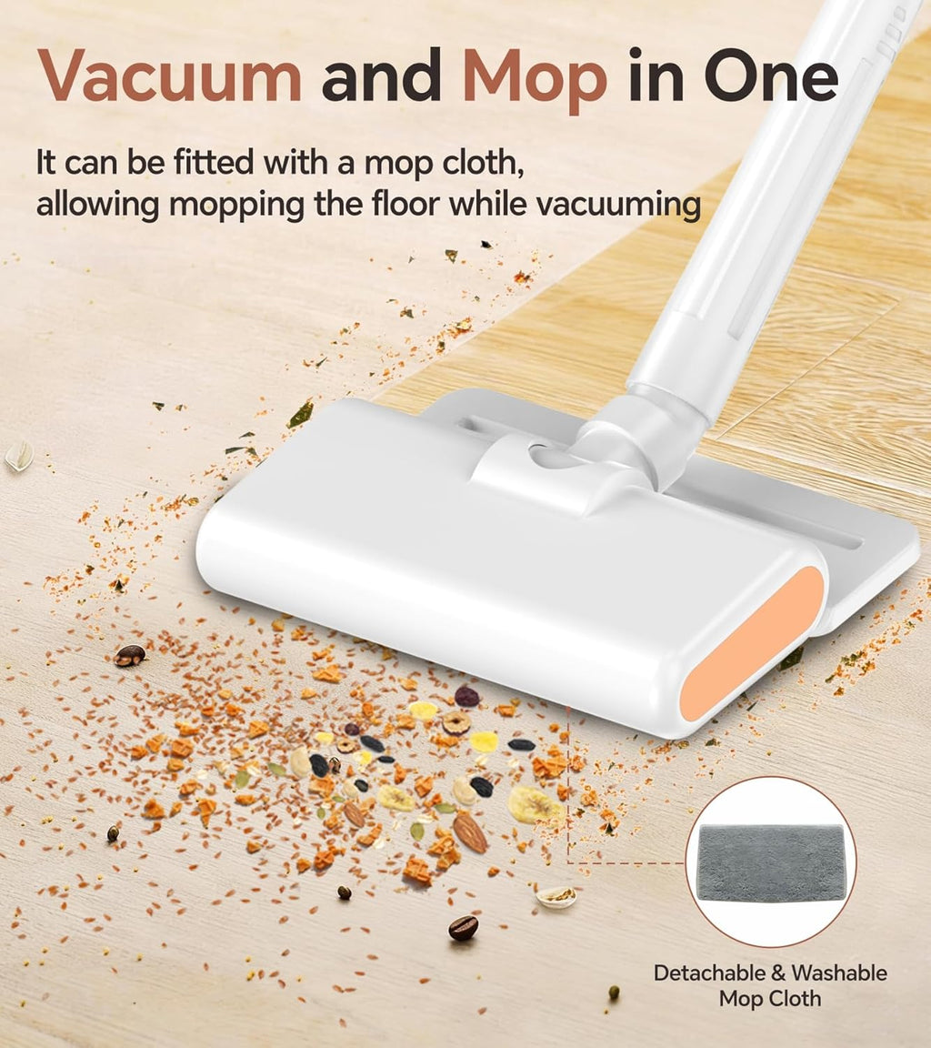 Skiennix Cordless Vacuum Cleaner - Powerful Suction & LED Display | Portable Wireless for Home & Pet Hair, White