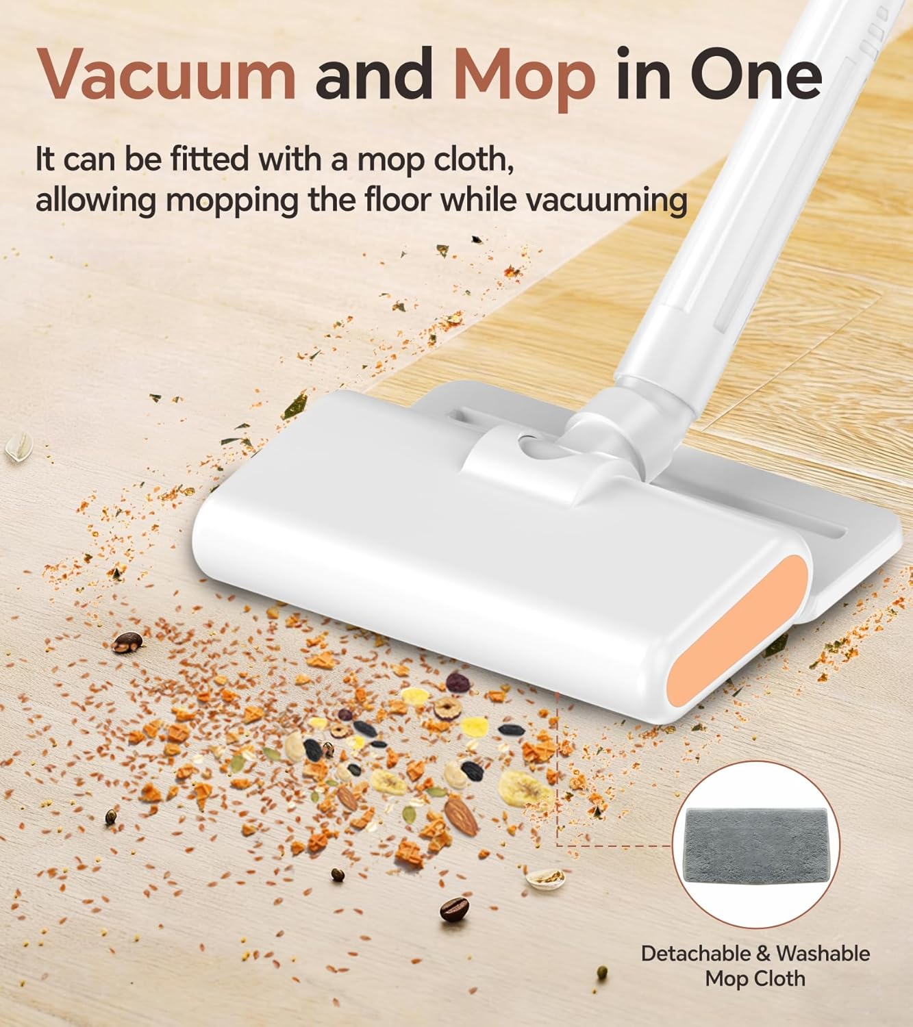 Skiennix Cordless Vacuum Cleaner - Powerful Suction & LED Display | Portable Wireless for Home & Pet Hair, White