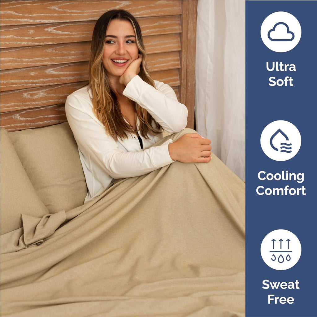 Split King Size 5-Piece Sheet Set | Comfy Cooling Bed Sheets - Luxury Hotel Quality - Tan