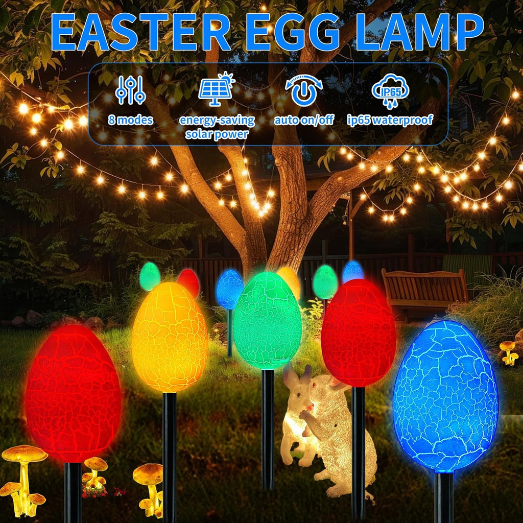 Skiennix Jumbo Solar Easter Egg Lights - 12 Pack Waterproof LED Garden Decor | 8 Auto Modes, IP65 Weatherproof