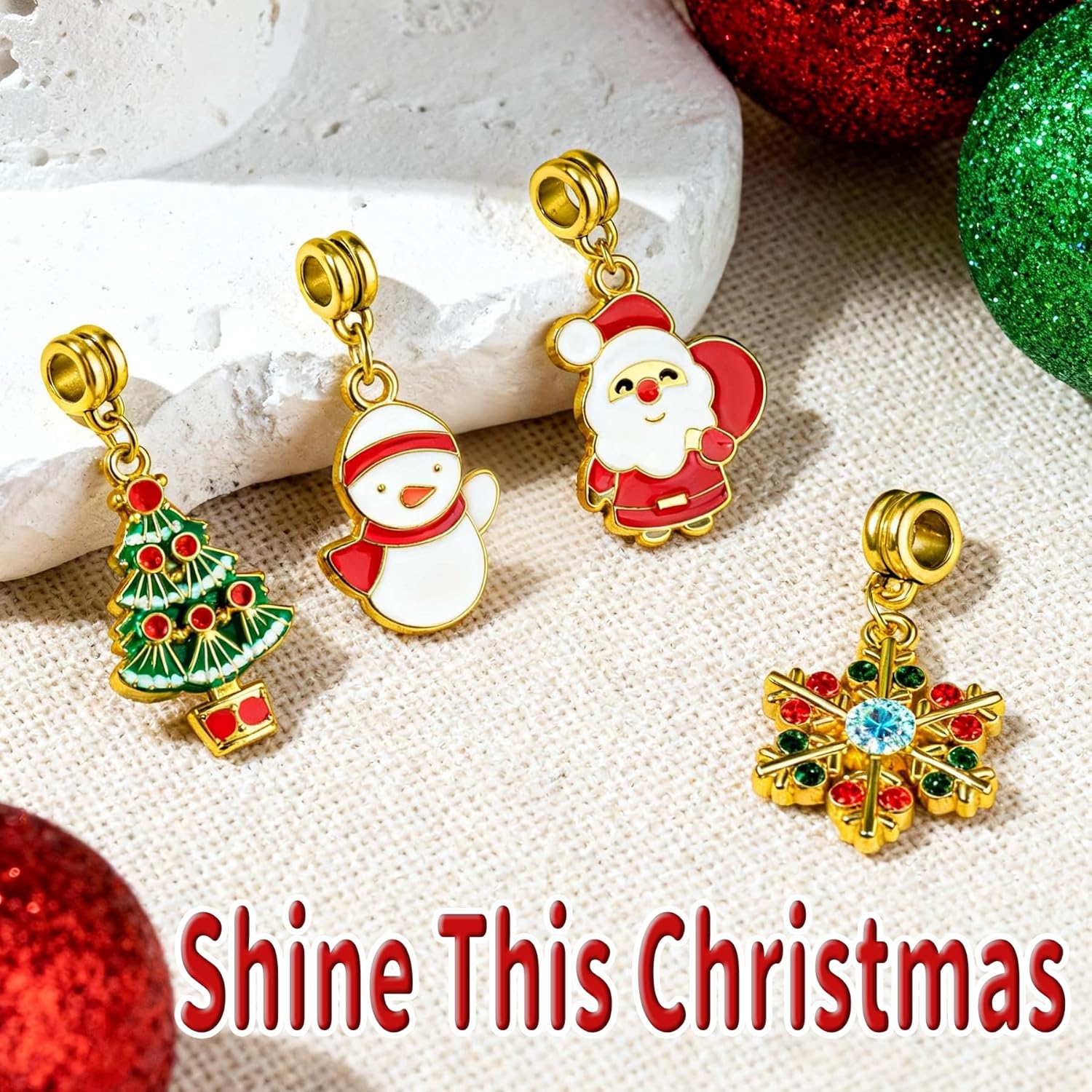 Skiennix Christmas Advent Calendar Bracelets 2025 - 24-Day DIY Jewelry Kit with 22 Charms & 2 Bracelets for Girls