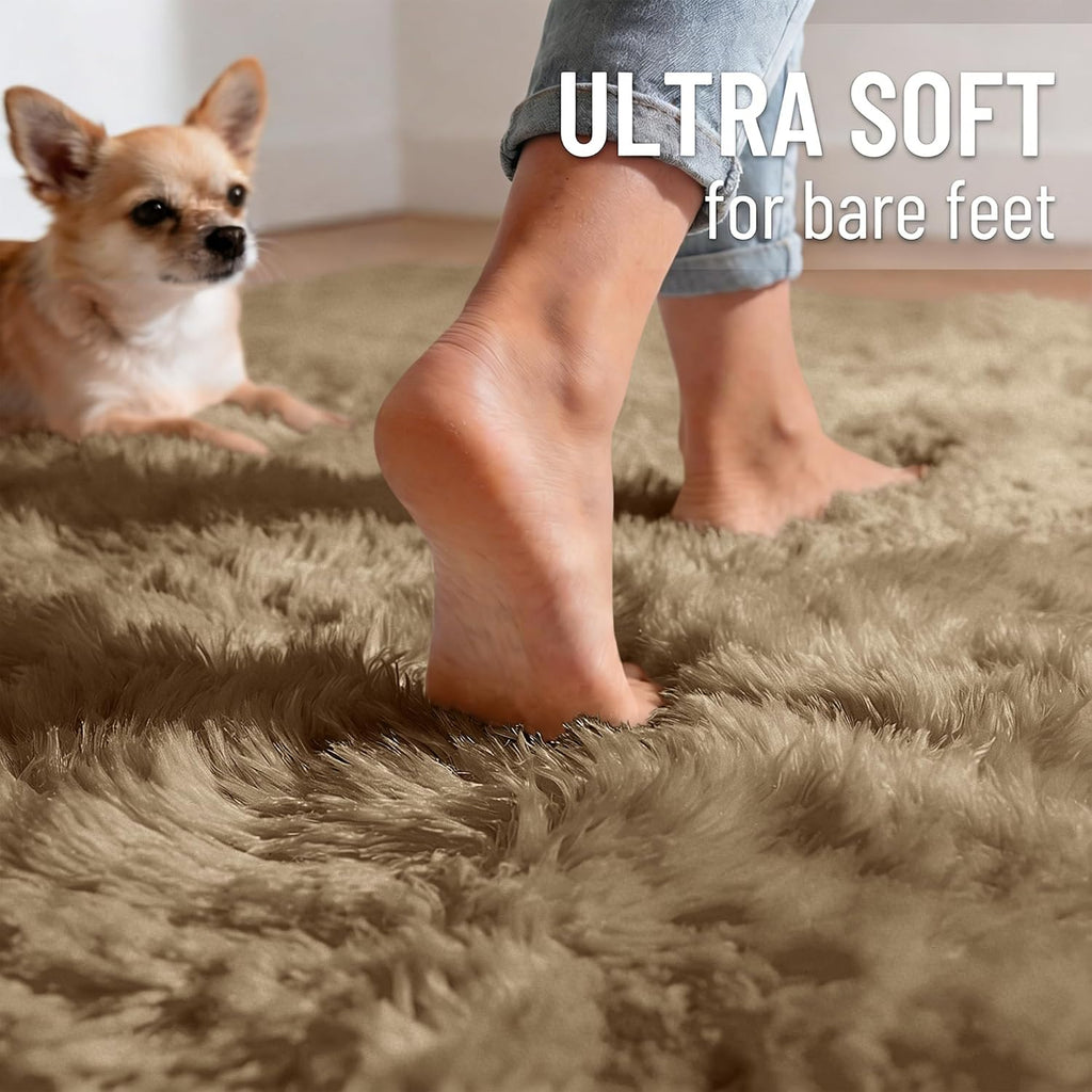 OLANLY Runner Rugs - Soft, Machine Washable 2x8 Shaggy Carpet for Bedroom & Hallway | Taupe Home Decor