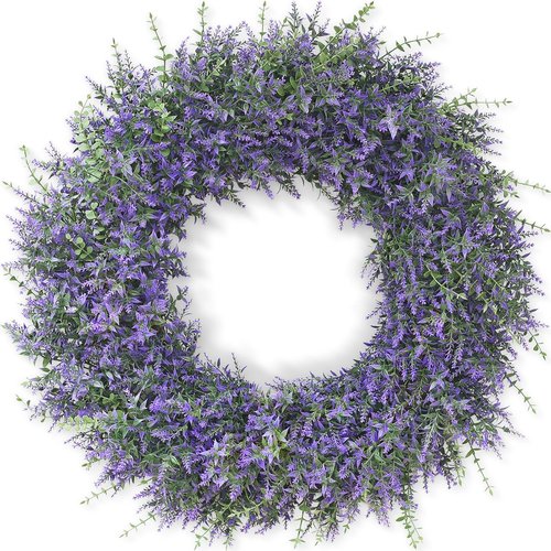 32" Lavender & Eucalyptus Wreath - Large Artificial Greenery for Front Door & Home Decor | All Seasons
