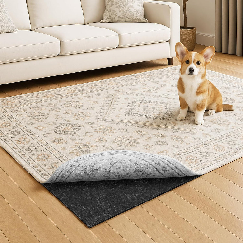 Warmstar Non-Slip Rug Pad - 100% Waterproof Felt for Hardwood Floors | 8x10 FT, 1/8” Thick, Secure Grip