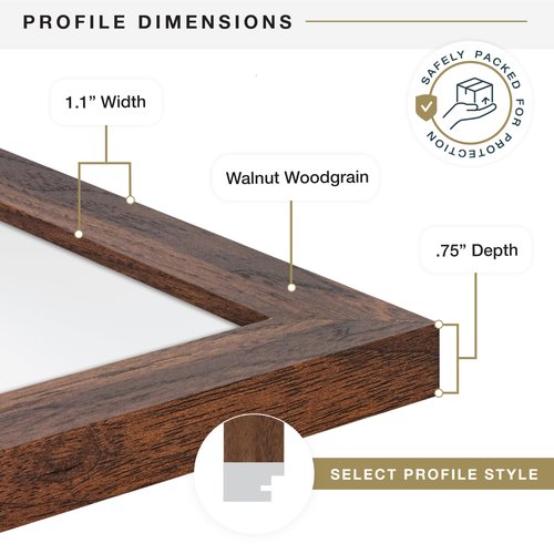 MCS Studio Gallery 18x24 Poster Frame Walnut Woodgrain Engineered Wood, Vertical & Horizontal Wall Hanging Large Picture Frame for Photos, Posters & Art Prints (1-Pack)