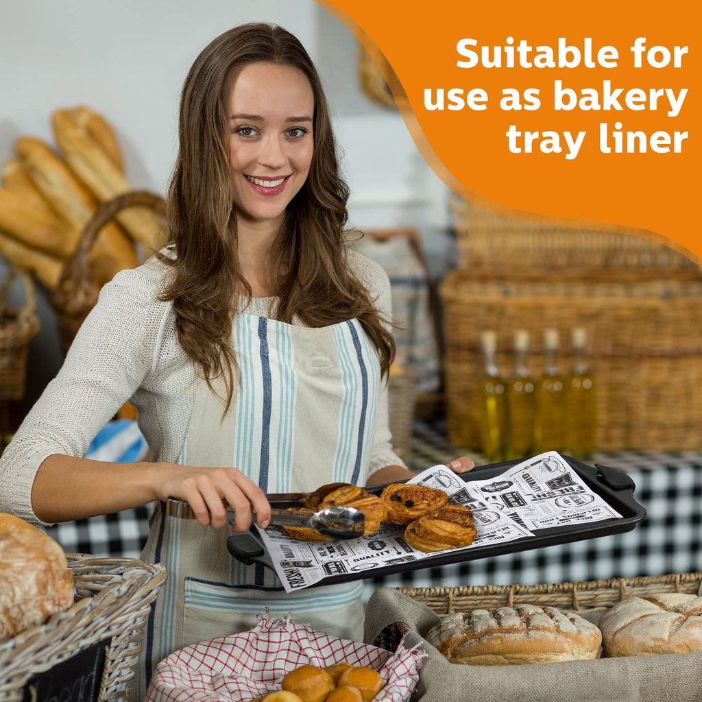Chinco 1000 Pieces Newsprint Wax Paper Sheets Newspaper Theme Food Wrap Paper Grease Resistant Tray Liners Waterproof Wrapping Tissue Food Picnic for Kitchen Baking Hamburger (White Background)