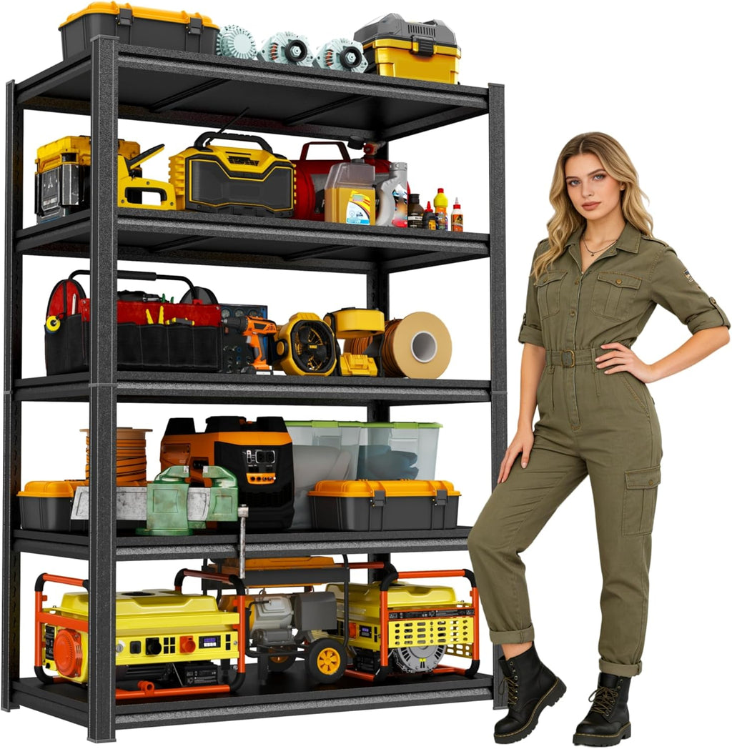 Skiennix Heavy Duty Garage Shelving Unit - 5-Tier Adjustable Metal Storage Rack | 3000 LBs Capacity, 35.4"W x 17.7"D x 71.2"H