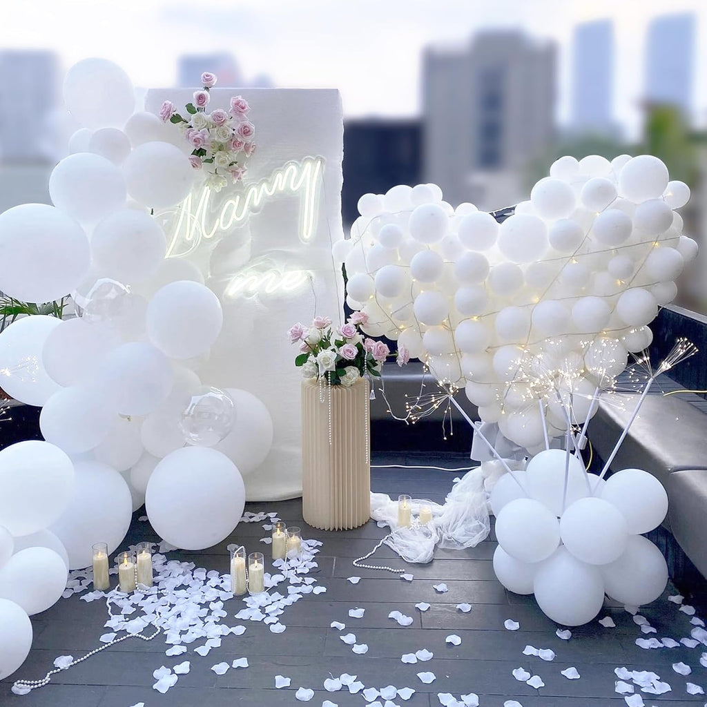 Skiennix White Latex Balloons - 200-Piece Garland Arch Kit for Birthday, Wedding & Baby Shower Decorations | 5-18 Inch Sizes