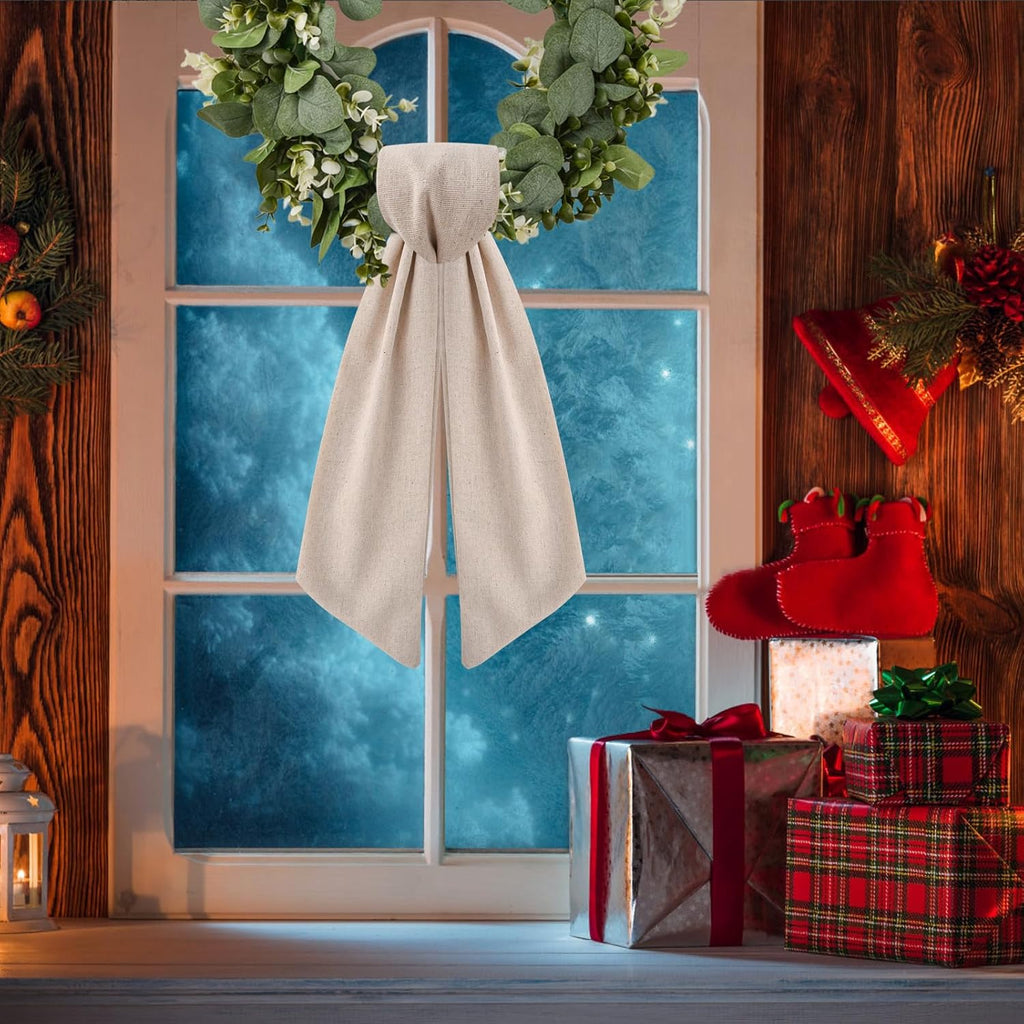 Skiennix Wreath Sash - 2 Pack Boxwood Garland for Front Door Decor | Burlap Design
