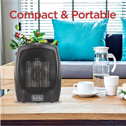 BLACK+DECKER Personal Ceramic Heater - Compact Space Heater with Adjustable Thermostat | Perfect for Office & Home Use