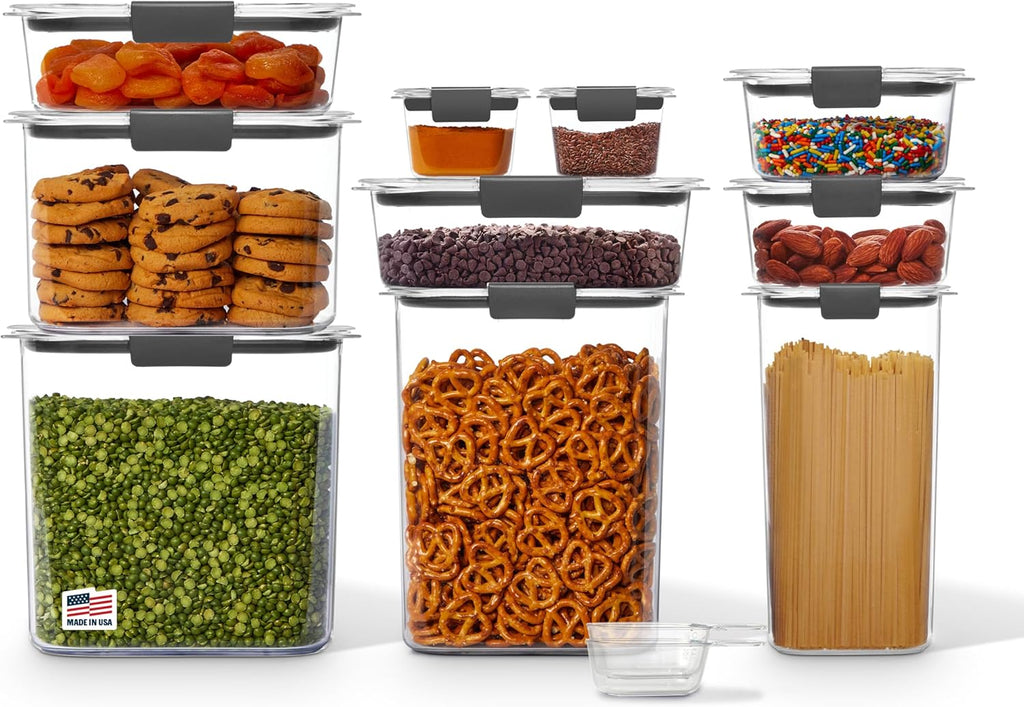 Rubbermaid Brilliance Pantry Storage Containers - 10 Piece Set | Clear & Airtight Design