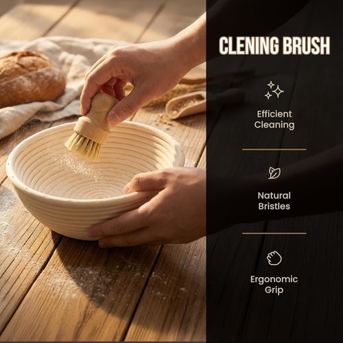 Kook Banneton Bread Proofing Set - Artisan Sourdough Kit with Rattan Baskets & Tools | Set of 2