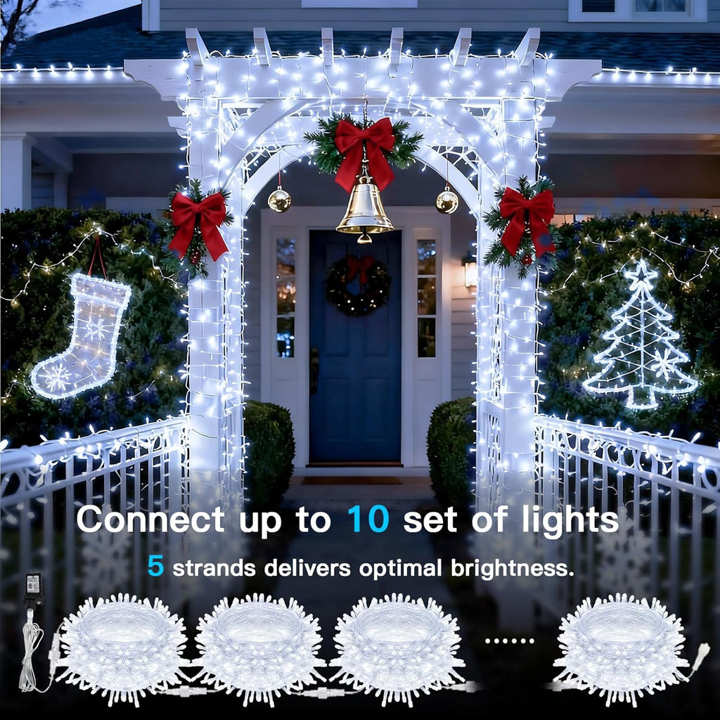 Suddus 33ft 100 LED White String Lights - Timer & 12 Modes for Indoor/Outdoor Decor | Perfect for Christmas, Weddings, Parties