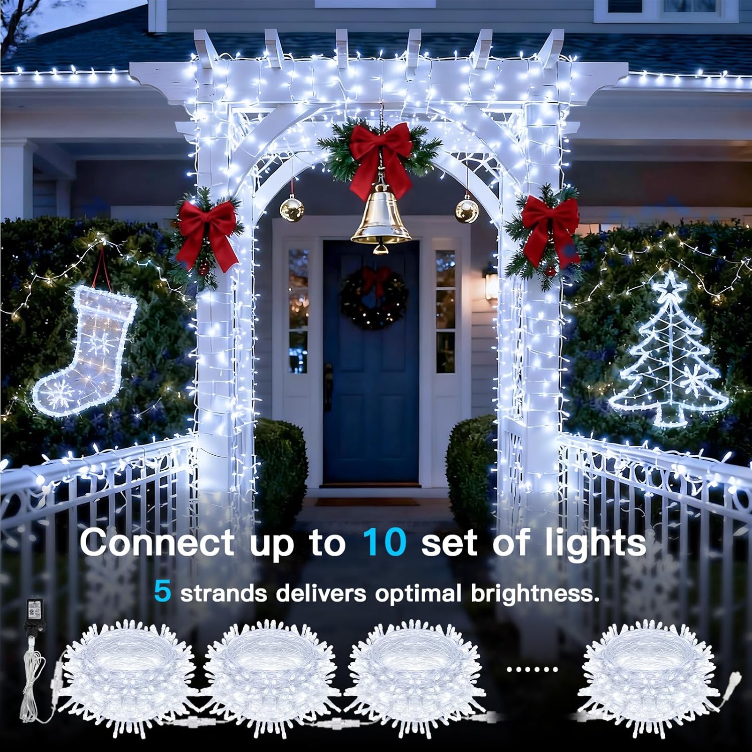 Suddus 33ft 100 LED White String Lights - Timer & 12 Modes for Indoor/Outdoor Decor | Perfect for Christmas, Weddings, Parties