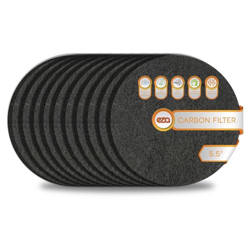 Premium Charcoal Activated Carbon Fiber Replacement Air Filter for Kitchen Compost Bin (10 Pack, Round 5.5")