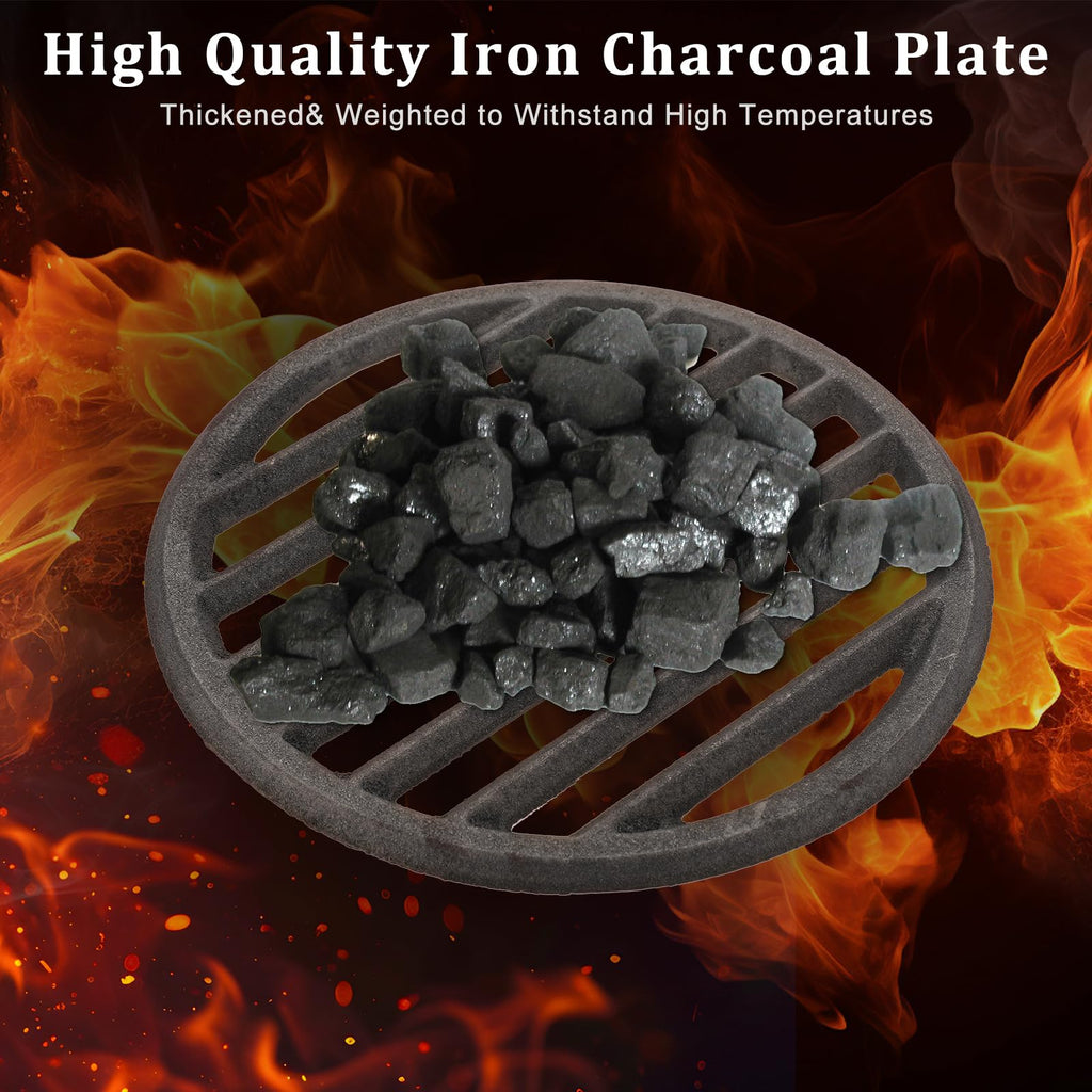 OGANAZI Cast Iron Bottom Fire Grate - 9 Inch Round BBQ Grill Grate Replacement, High Heat Charcoal Plate Bottom Grate Grill Parts, Fireplace Grate for Fire Pit Project BBQ Accessories Parts