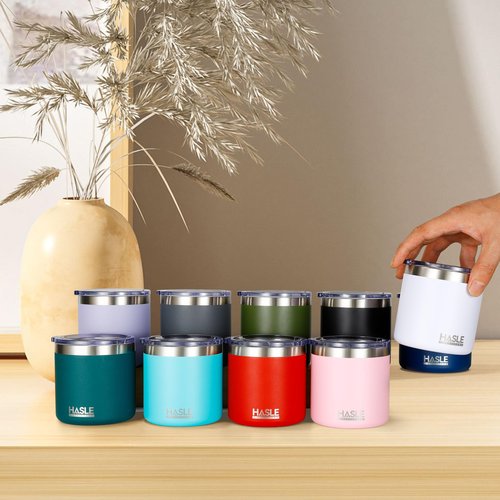 HASLE OUTFITTERS 10oz Insulated Tumblers with Lid and Straw,Stainless Steel Tumbler Travel Coffee Mug,Double Wall Reusable Tumbler Cup for Iced and Hot Drinks(White,1 Pack)