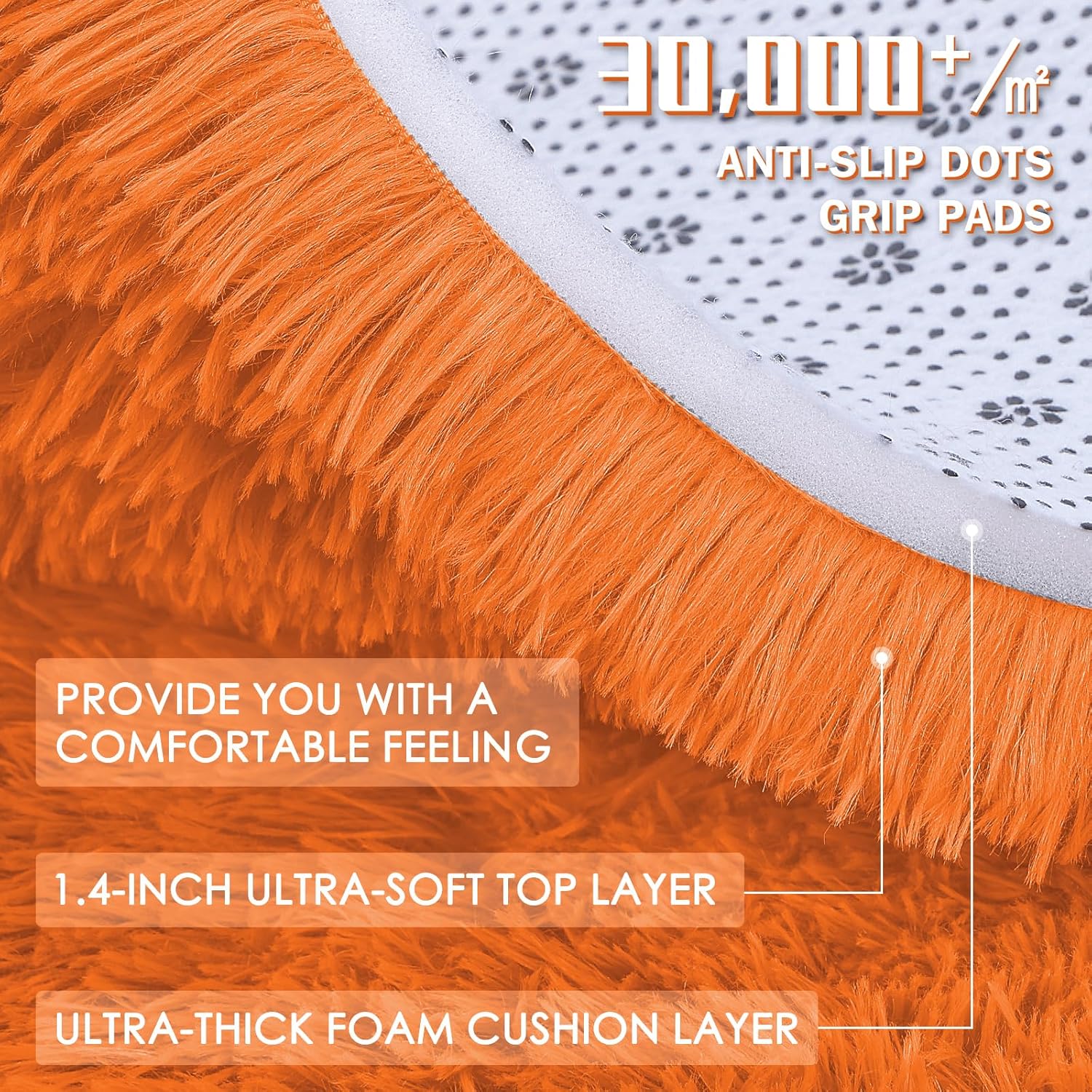 OLANLY Area Rug - Soft Fluffy Shaggy Design | Machine Washable 4x5.9 ft for Living Room & Bedroom - Orange