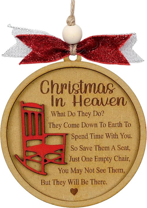 Christmas in Heaven | Memorial Ornaments for Loved Ones - Cherished Keepsake for Grandma, Grandpa, Mom, Dad