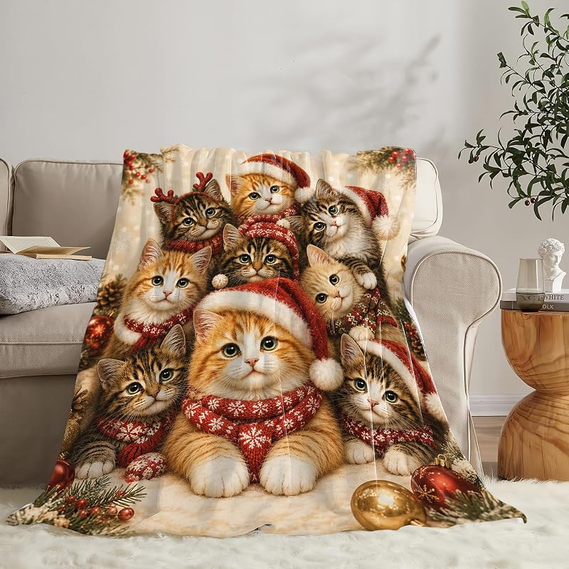Christmas Cat Blanket 50x40 Cute Cats Throw - Kids Gift, Estused Variation: Cute Cat+50x40