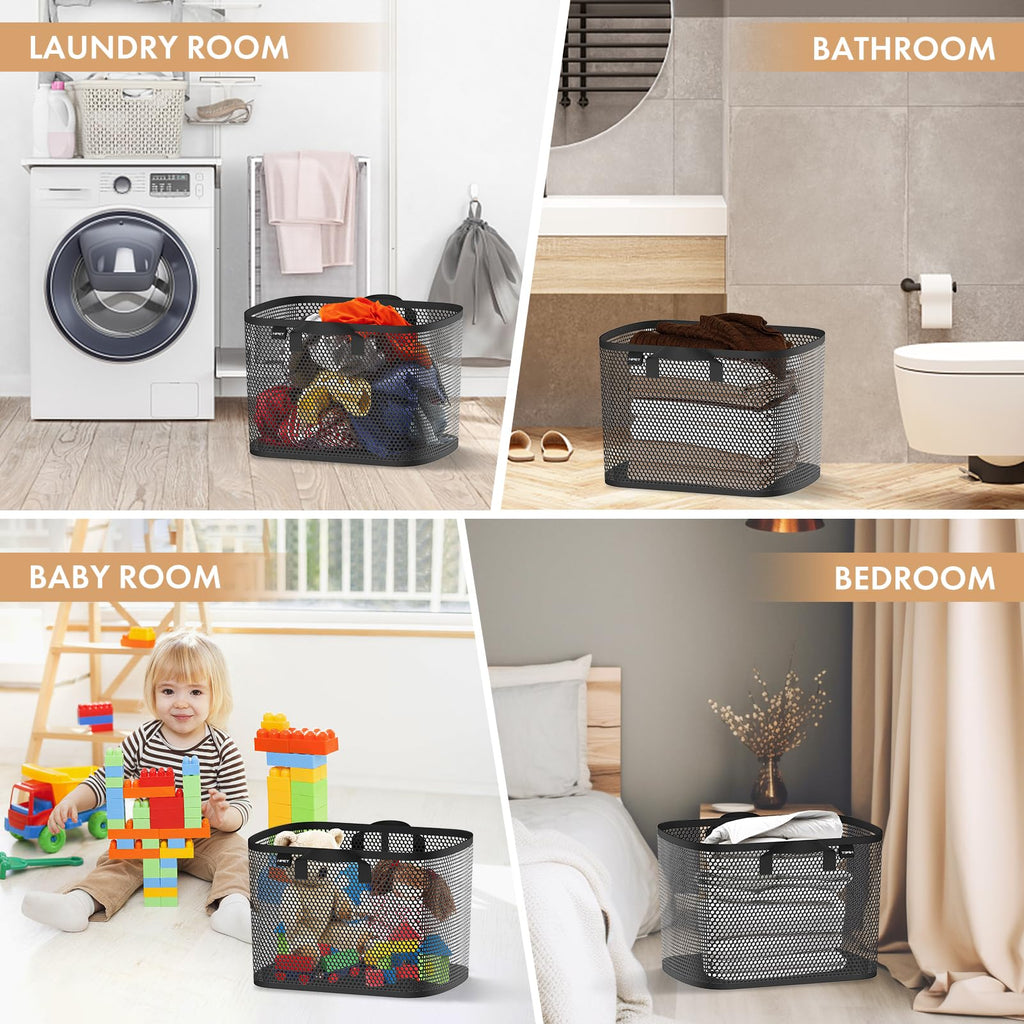 NPET 27L Laundry Basket Collapsible Laundry Hamper with PEVA Waterproof Material Clothes Bag Storage Basket Bin for Laundry,Bedroom and Domitory