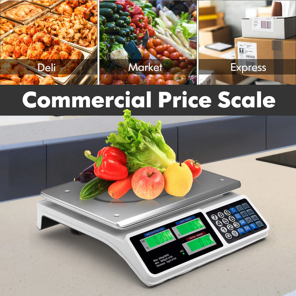 Goplus 66lb Price Computing Scale, Digital Commercial Food Produce Scale with Stainless Steel Large Platform, Counting Function for Farmer Market, Kitchen, Meat Shop, Deli