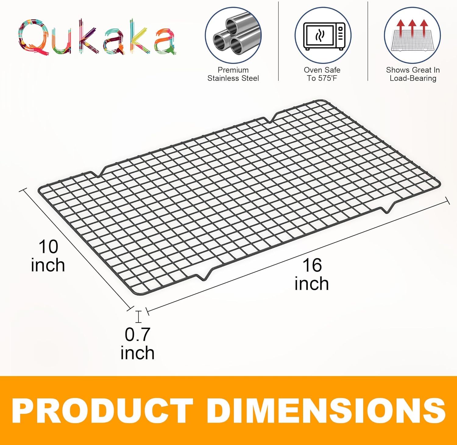 Skiennix Cooling Racks - Heavy Duty Stainless Steel Wire Rack for Baking & Grilling | 10" x 16" - Oven & Dishwasher Safe