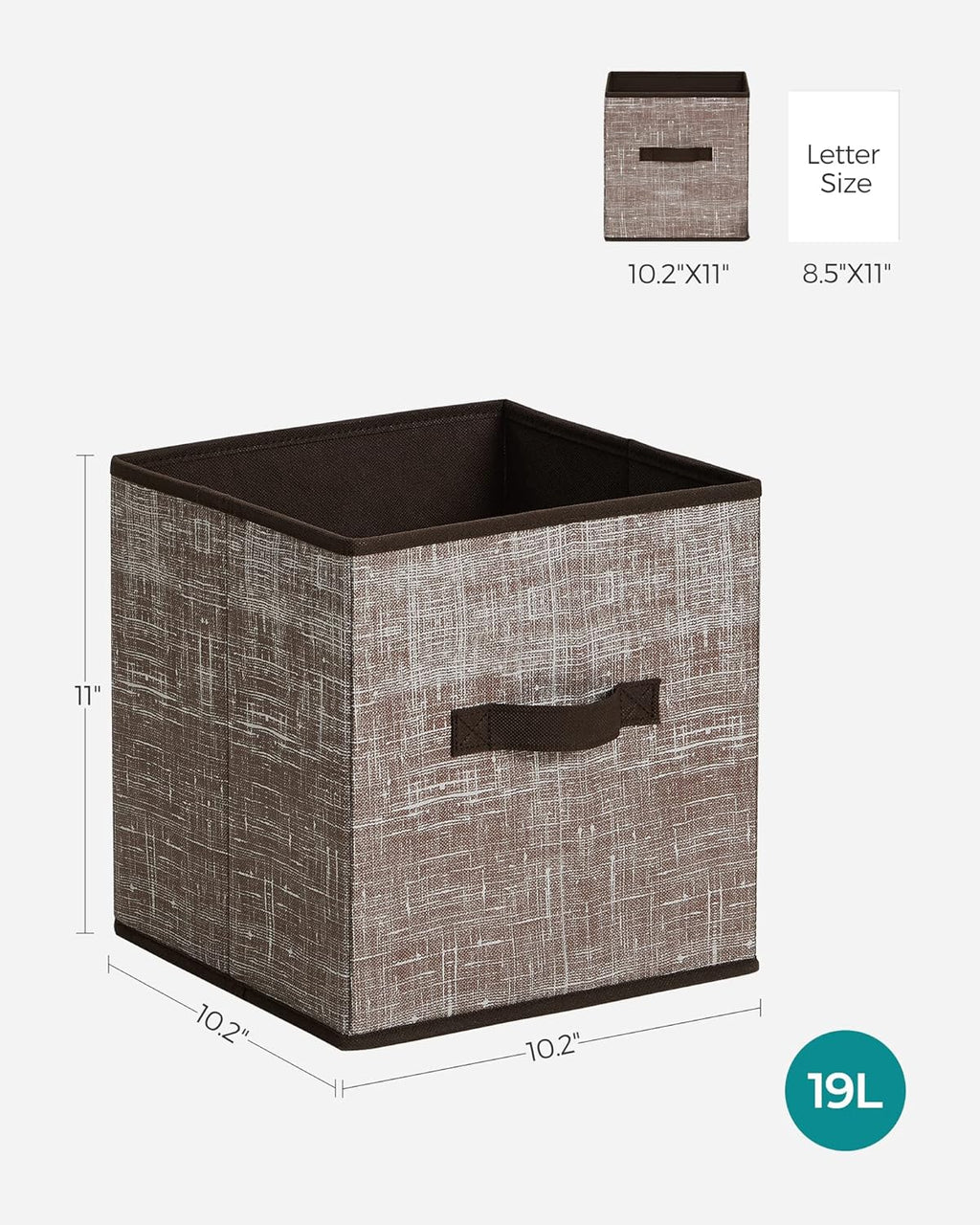 SONGMICS Storage Cubes - 11-Inch Foldable Non-Woven Fabric Bins with Double Handles | Set of 6 in Walnut Color