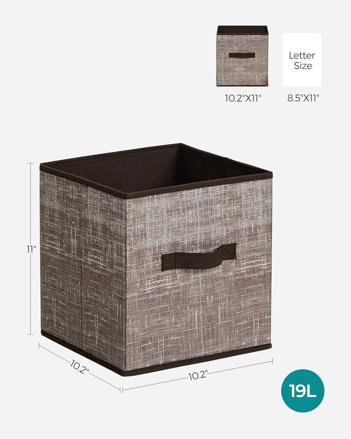 SONGMICS Storage Cubes - 11-Inch Foldable Non-Woven Fabric Bins with Double Handles | Set of 6 in Walnut Color