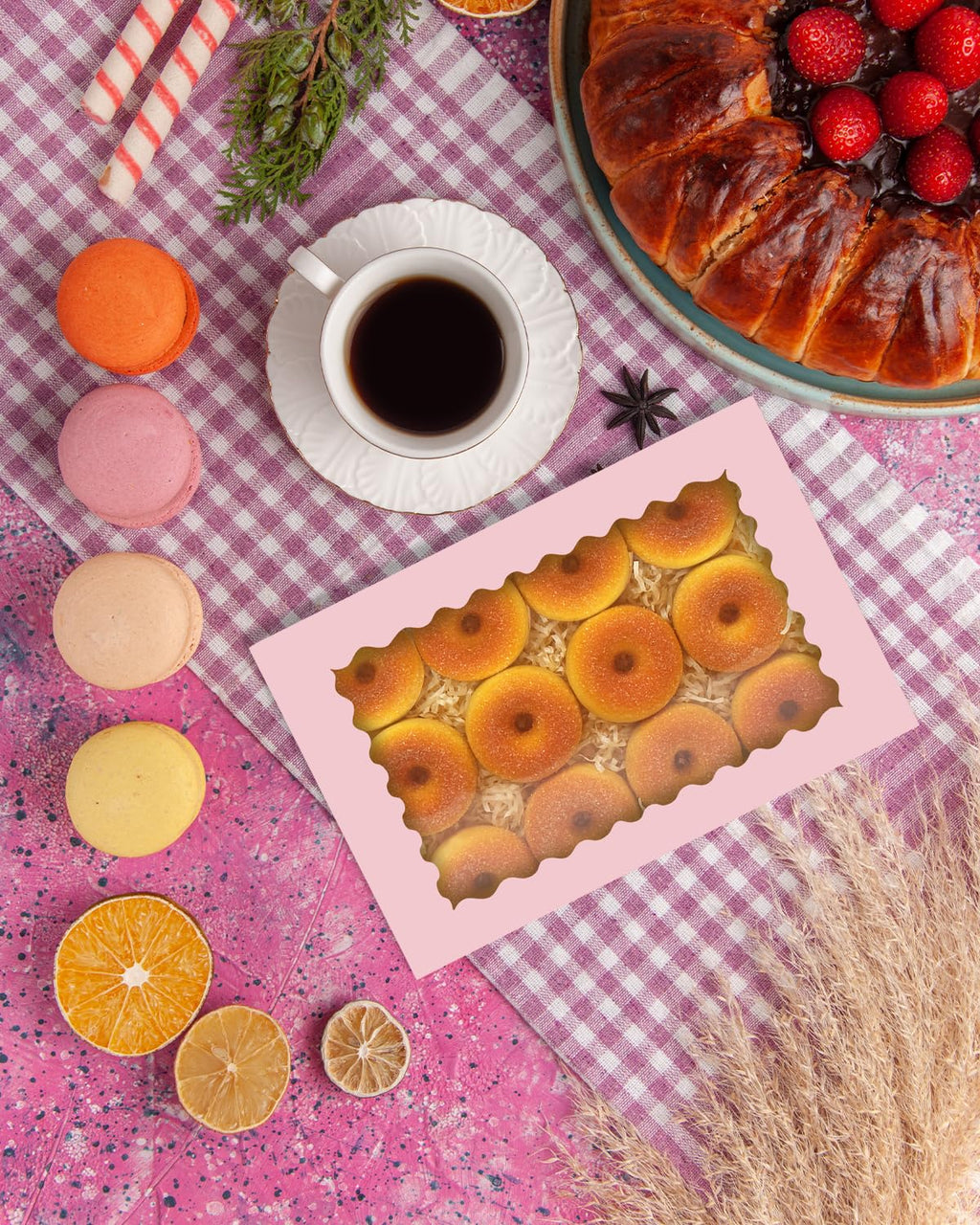 qiqee Auto-pop Up Pink Cookie Box with Window 16x10.5x2.5 Inch 24Pcs Bakery Pastry Macaron Bakery Box for Packaging