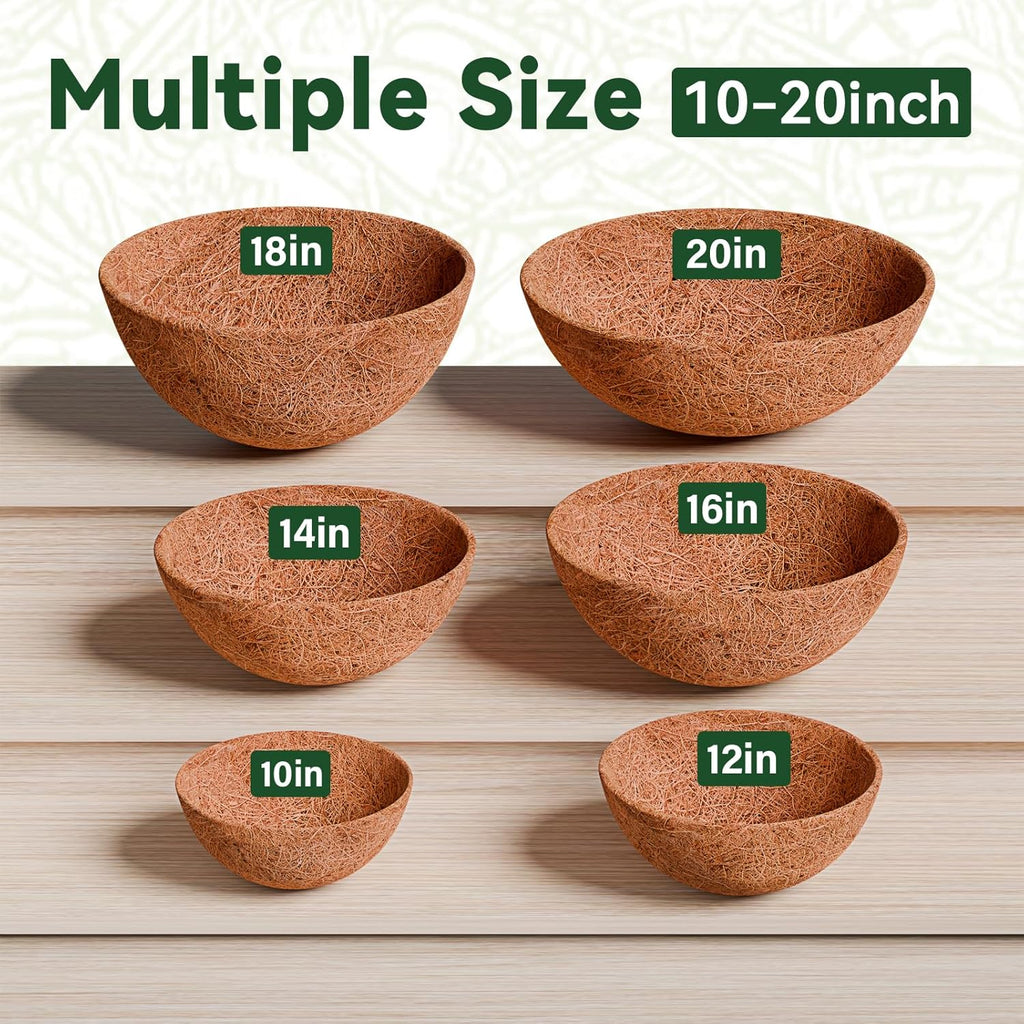ZeeDix Coconut Liners - 10 Inch Round Planter Liners | Natural Coir Replacement for Flowers & Vegetables