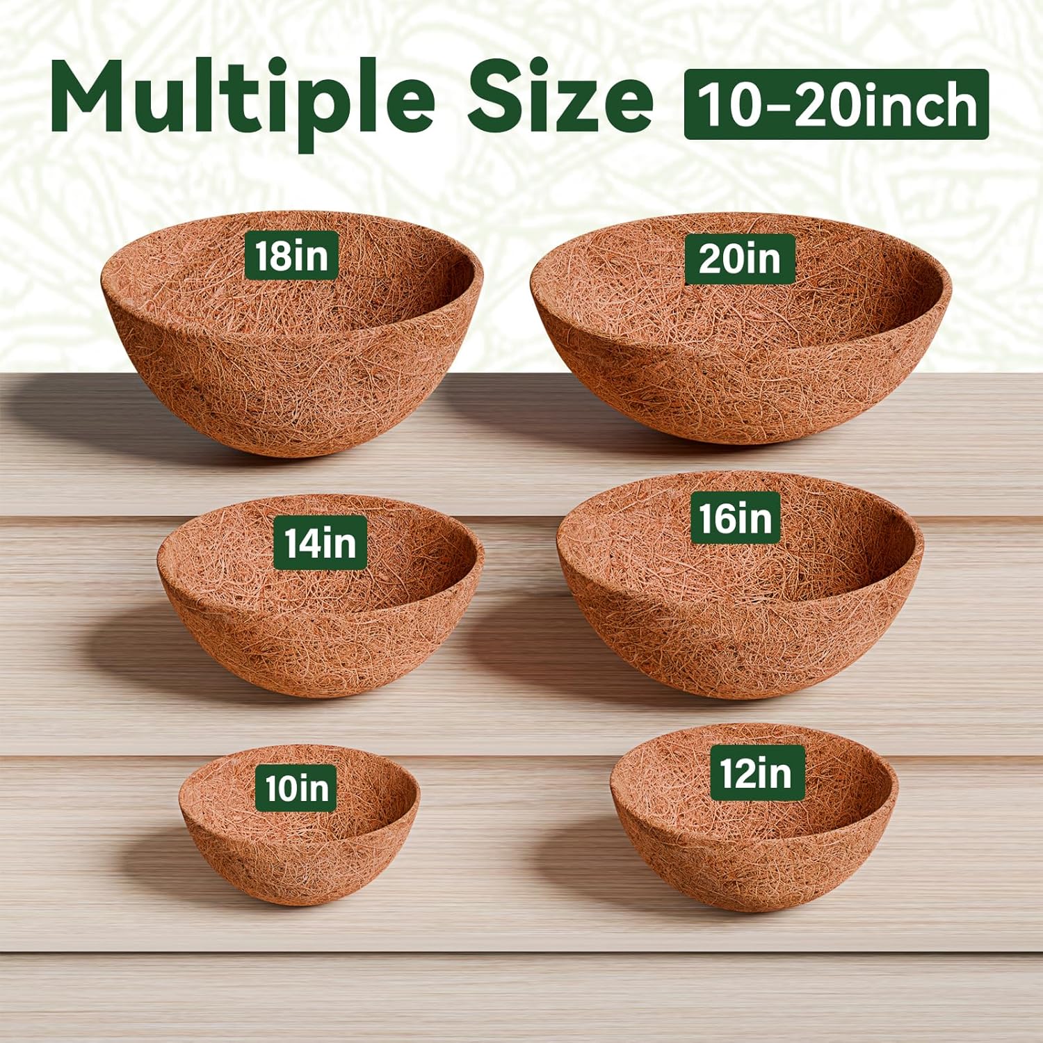 ZeeDix Coconut Liners - 10 Inch Round Planter Liners | Natural Coir Replacement for Flowers & Vegetables