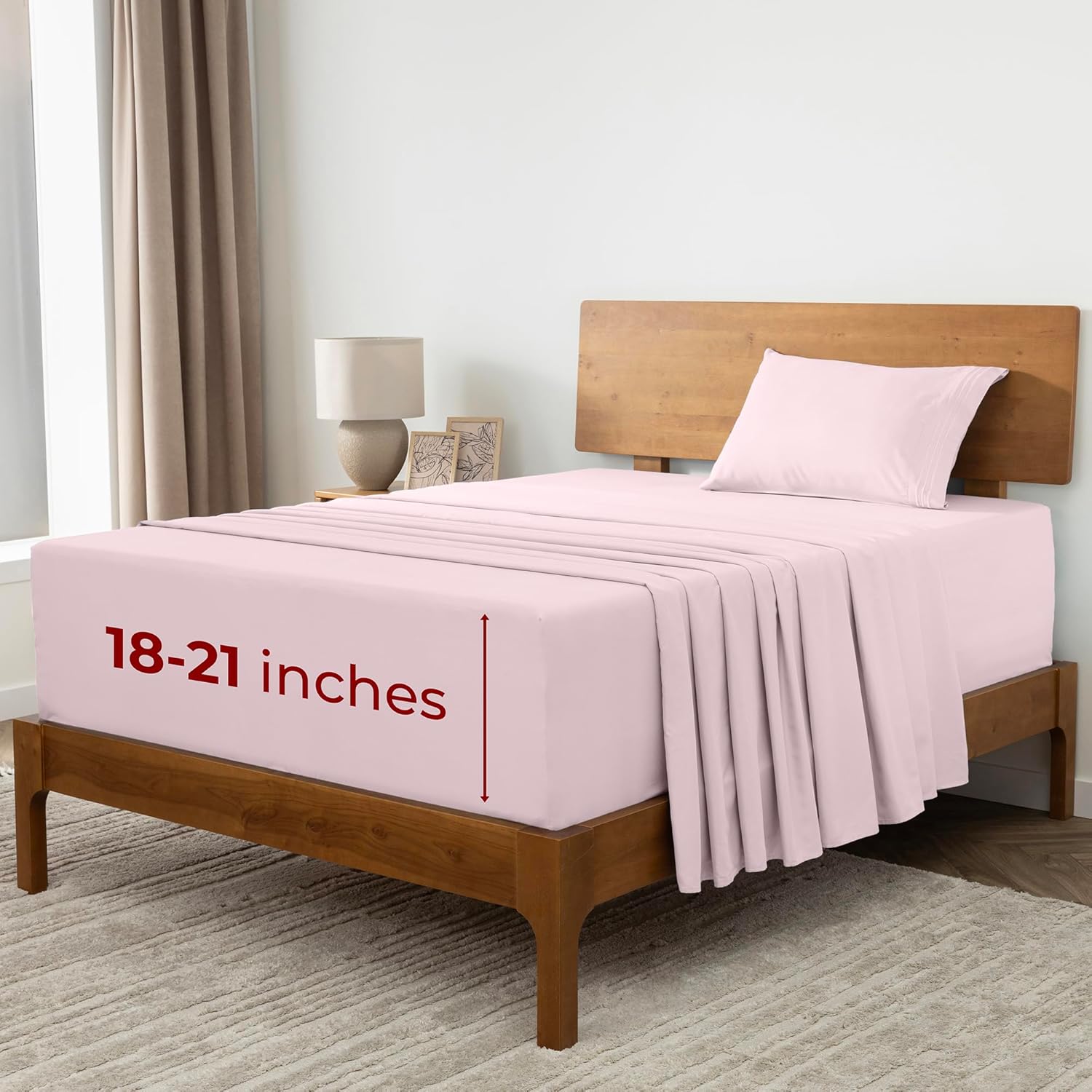 Mellanni Extra Deep Twin XL Sheets - Ultra Soft Hotel Luxury Bedding - Wrinkle & Fade Resistant (Blush Pink)