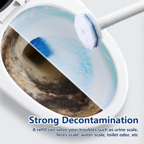 FHORAIN Toilet Wand Refills - 40 Count Disposable Brush Heads with Extra Thick Foaming Power | Strong Cleaning & Scrubbing