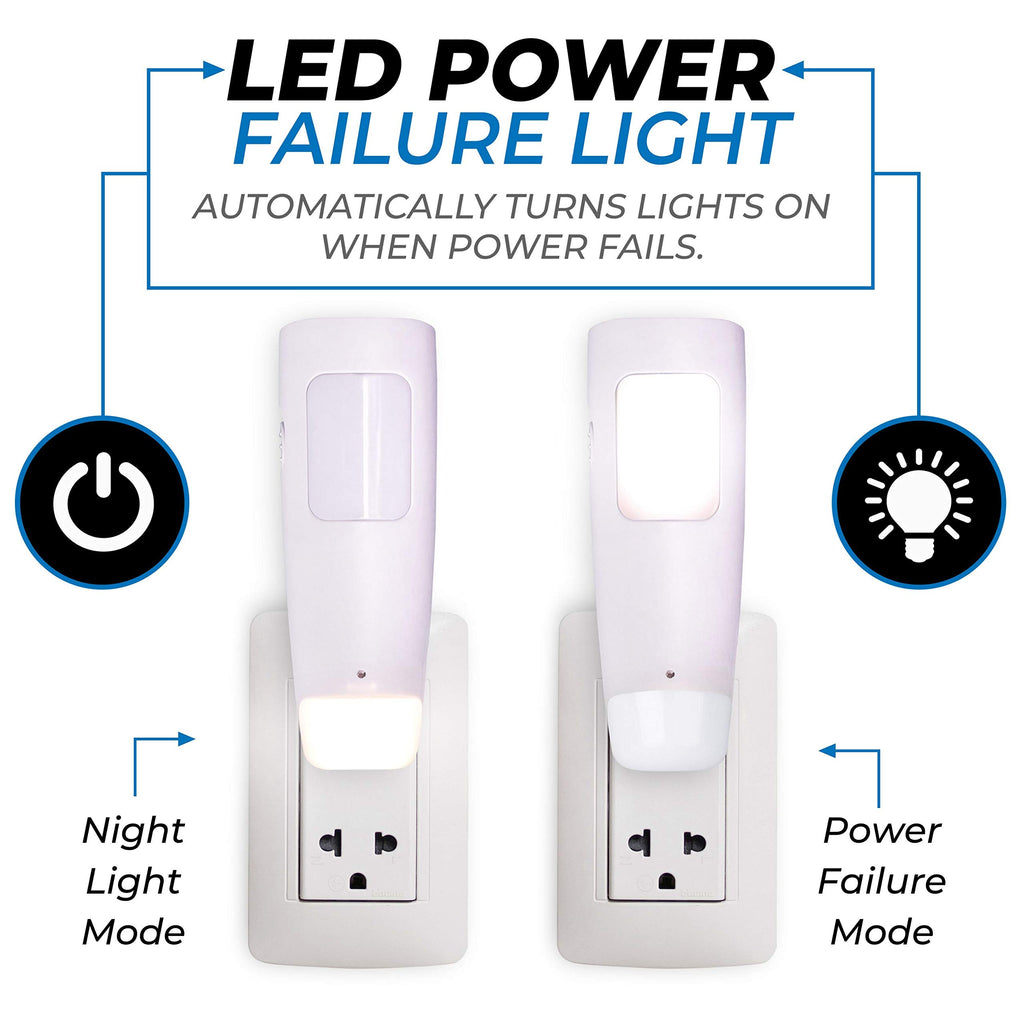 Westek LED Emergency Lights for Home Power Failure, 6 Pack - 3 Function Power Failure Light, Rechargeable Flashlight and Night Light - Must-Have for Snow Storms and Blackouts - NL-PWFL