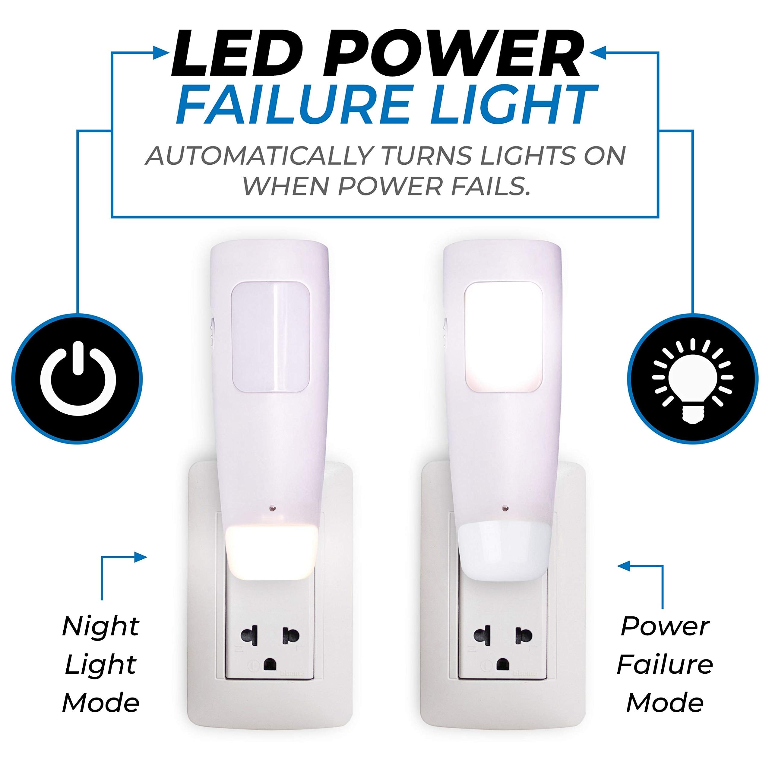Westek LED Emergency Lights for Home Power Failure, 6 Pack - 3 Function Power Failure Light, Rechargeable Flashlight and Night Light - Must-Have for Snow Storms and Blackouts - NL-PWFL