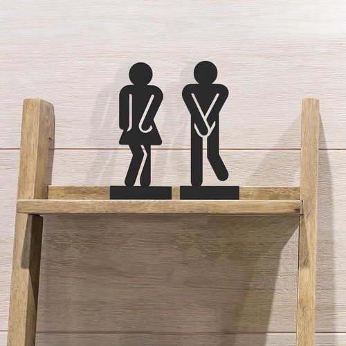 Litivy Rustic Wooden Bathroom Decor Signs - Set of 2 Farmhouse Style Restroom Decorations