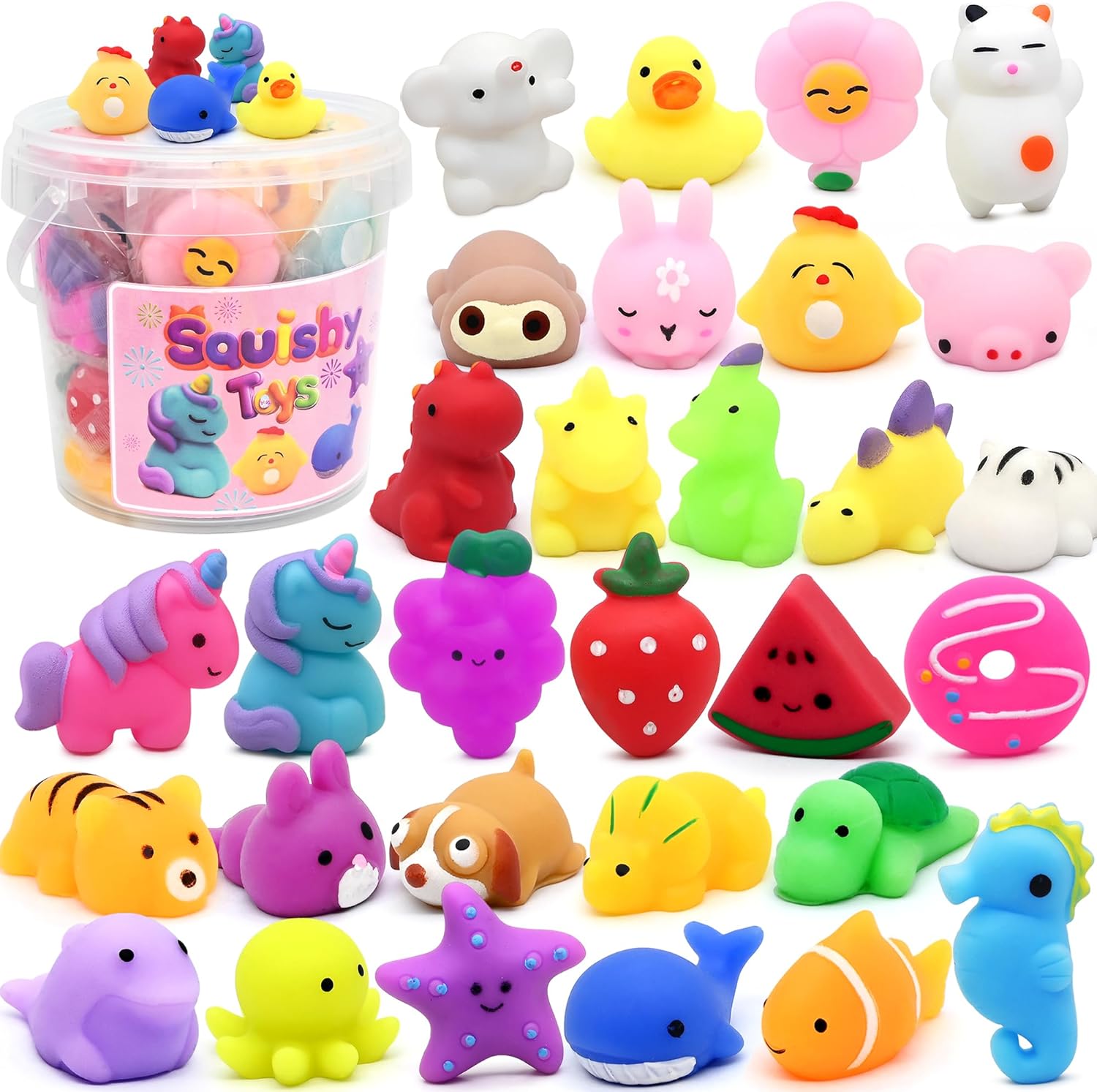 Mochi Squishy Toys 30-Pack | Fun Party Favors for Kids | Ideal Birthday Gifts & Classroom Prizes