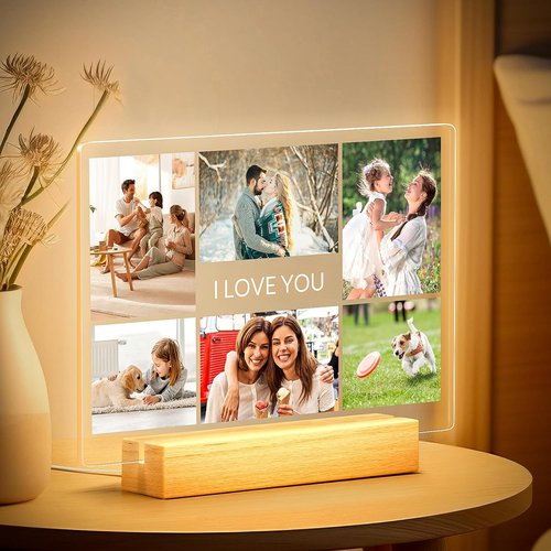 Greysky Custom Picture Frames - Personalized Photo Frame with Night Light | Unique Anniversary & Birthday Gifts for Him & Her
