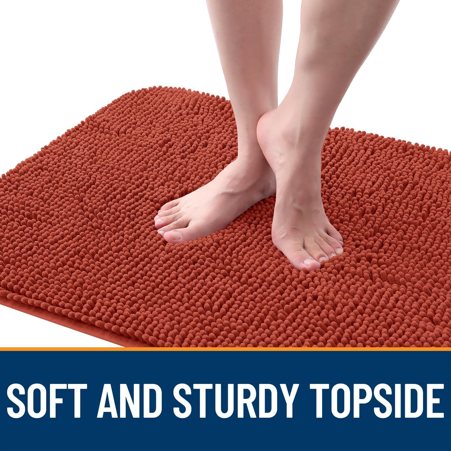 OLANLY Dog Door Mat - Absorbent Non-Slip Chenille Mat for Muddy Paws | 59x32, Maple Red