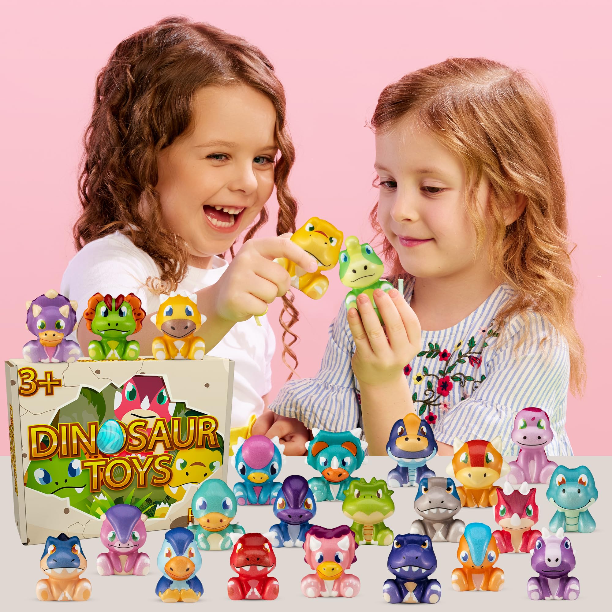DMIGHT Party Favors for Kids 24PCS Dinosaur Squishy Toys,Goodie Bag Stuffers, Pinata Stuffers,Birthday Gifts for Boys & Girls,Treasure Chest Prizes,Classroom Prizes for Kids (Dinosaur) (Dinosaur)