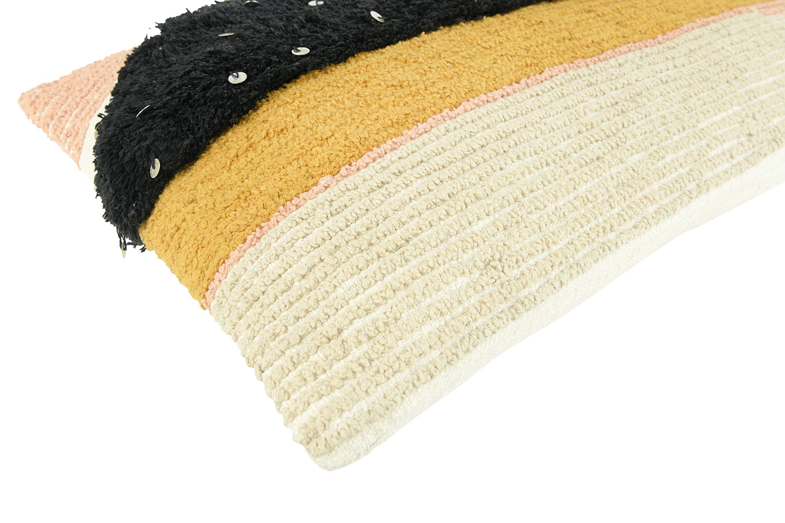 Creative Co-Op Rectangle Multi-Textured Cotton Geometric Shapes Lumbar Pillow, Multicolor