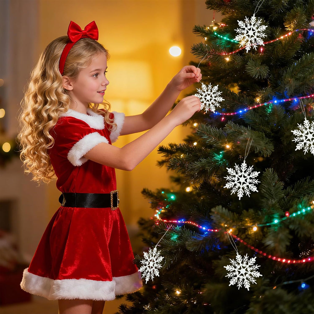 Snowflake Decorations - 24 Pcs Snowflake Ornaments for Christmas Tree | Winter Party DIY Crafts