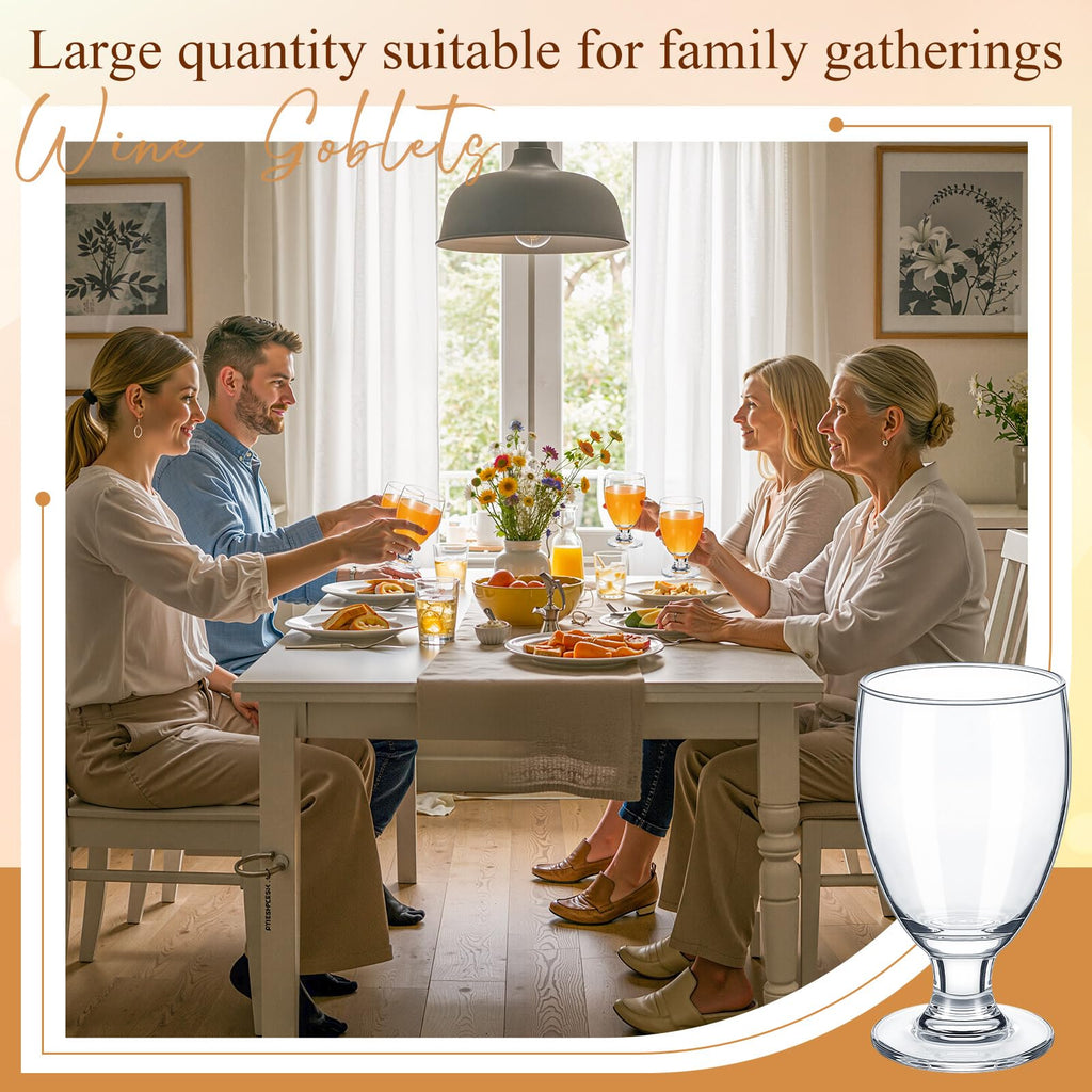 Patelai Set of 6 Water Goblet, 10.5 oz Clear Drinking Glasses Bulk Dishwasher Safe, Stemmed Water Glass for Juice Wine Beer Tea Sangria Cold Beverages, Reusable Glassware for Home Party Restaurant