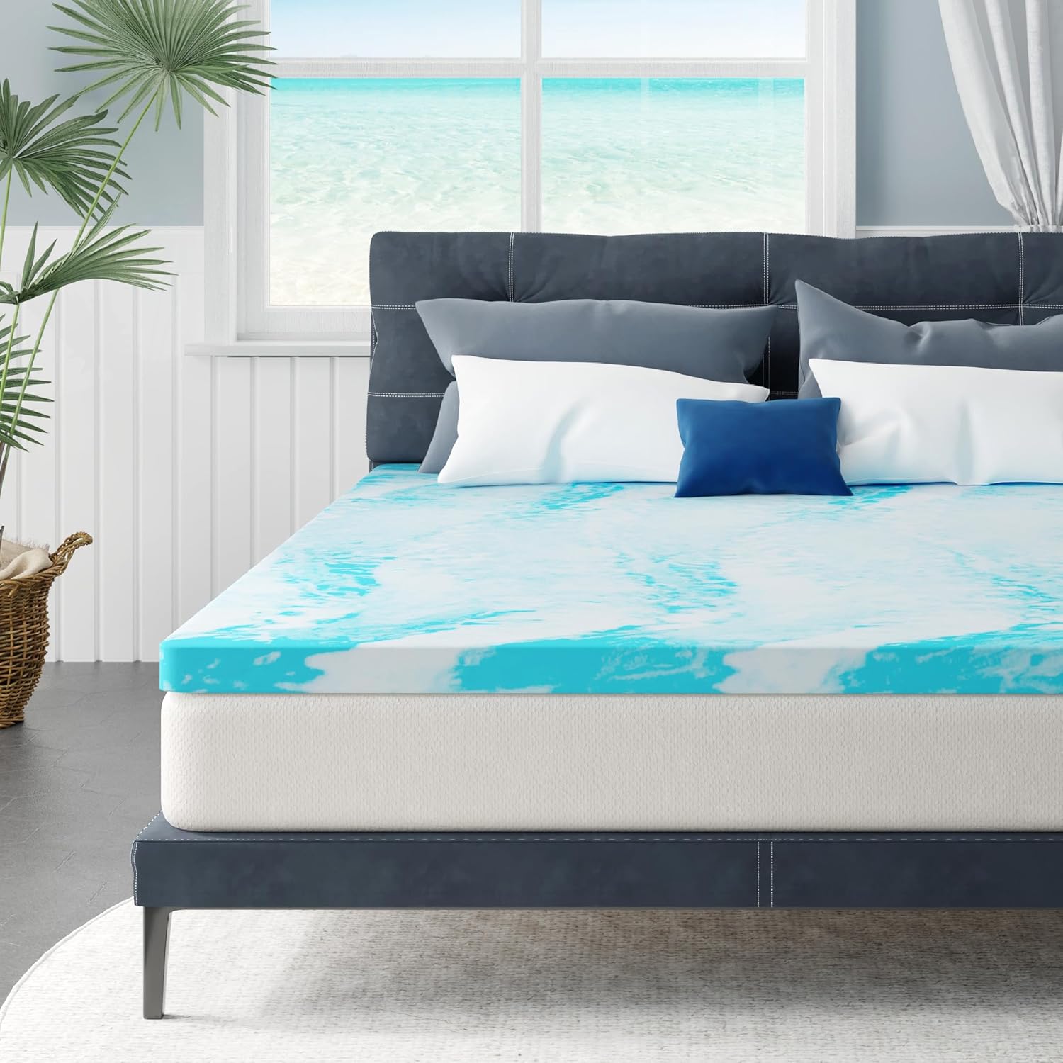 MLILY Twin Mattress Topper - 3 Inch Cooling Gel Memory Foam - CertiPUR-US Certified, 38”x75”, Blue