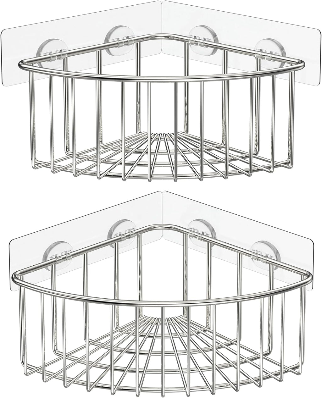SMARTAKE Corner Shower Caddy - Deep Basket Design, Wall-Mounted Stainless Steel Organizer (Silver)