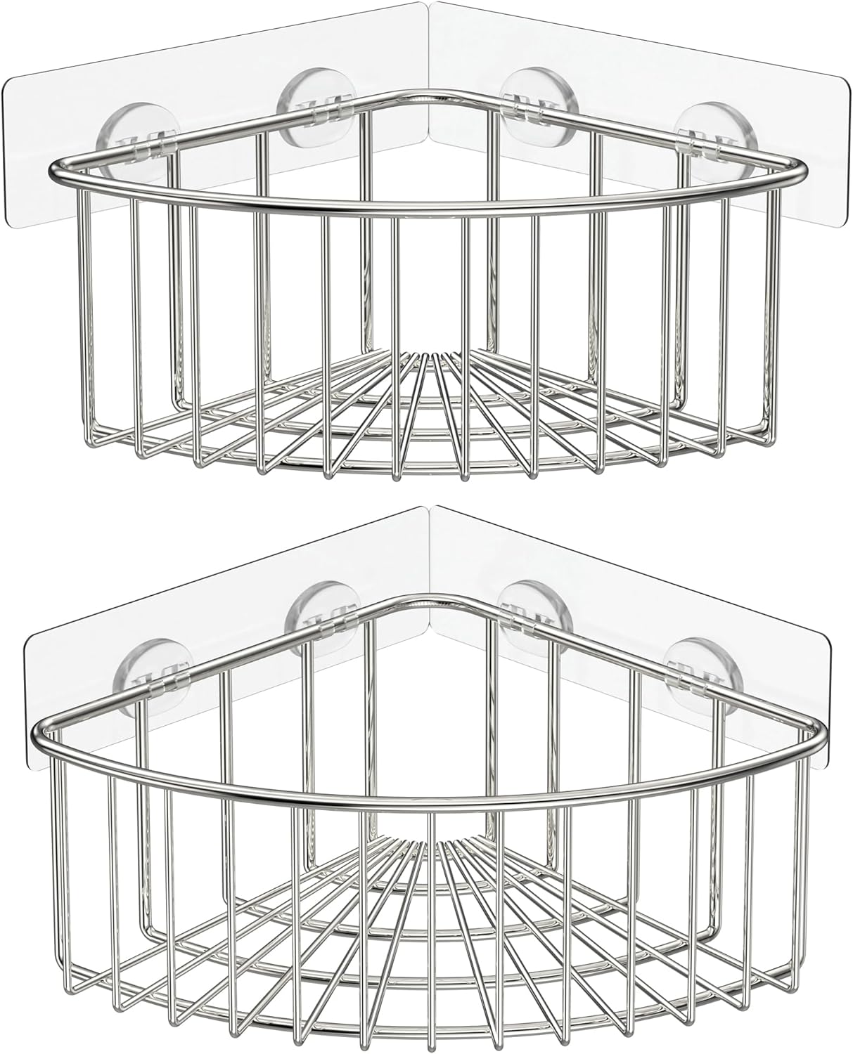 SMARTAKE Corner Shower Caddy - Deep Basket Design, Wall-Mounted Stainless Steel Organizer (Silver)