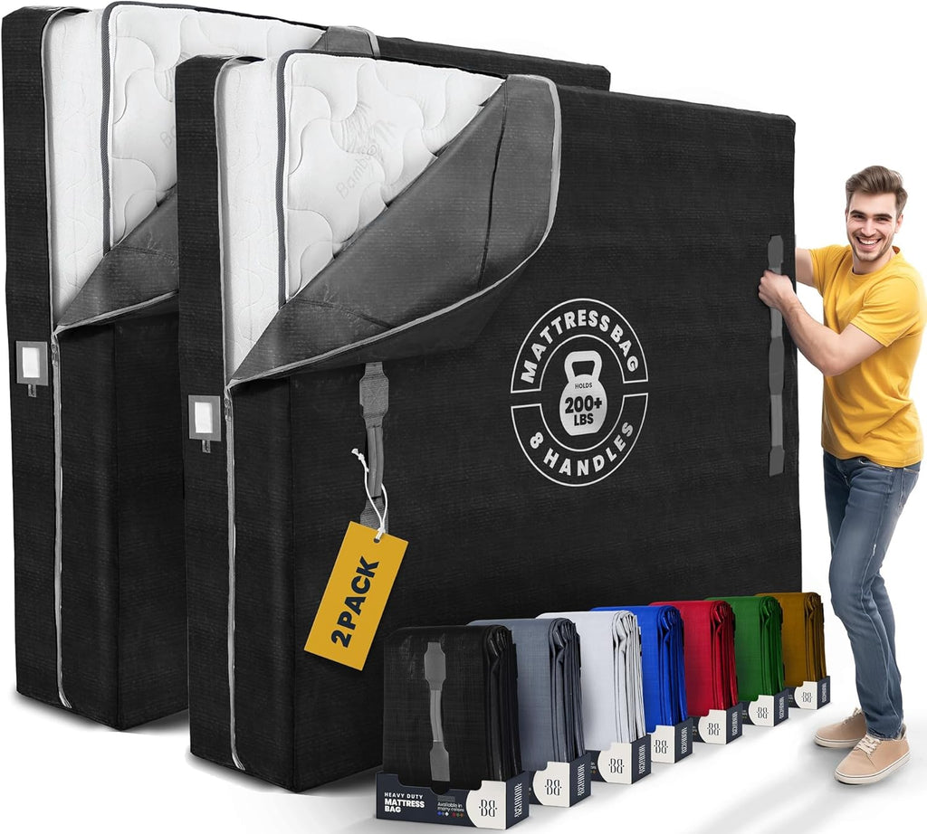 Mattress Bags for Moving by [Brand Name] - Extra-Thick Full XL Cover with 8 Handles - 2 Pack Zippered Storage Solution