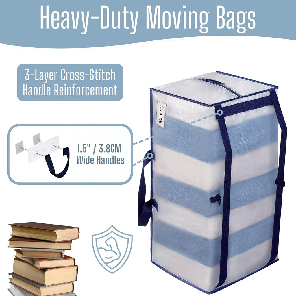 VENO Heavy Duty Moving Bags - 6 Pack with Backpack Straps & Zippers | Extra Large Packing Solution for College Dorms